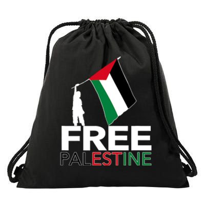 Boy Hold Palestine Flag I Love Free Palestine Gaza Drawstring Bag