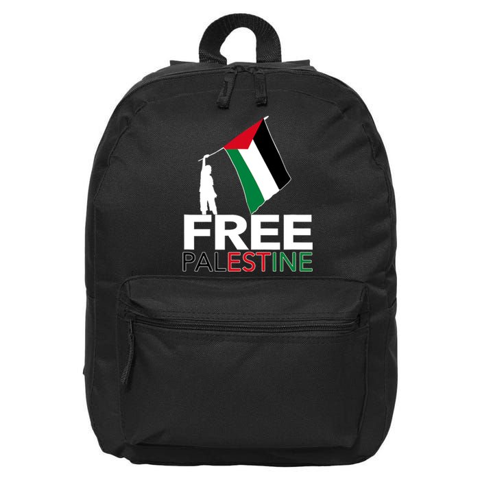 Boy Hold Palestine Flag I Love Free Palestine Gaza 16 in Basic Backpack