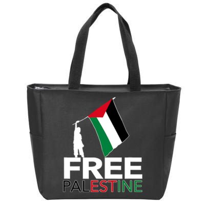 Boy Hold Palestine Flag I Love Free Palestine Gaza Zip Tote Bag