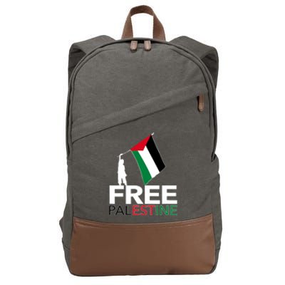 Boy Hold Palestine Flag I Love Free Palestine Gaza Cotton Canvas Backpack