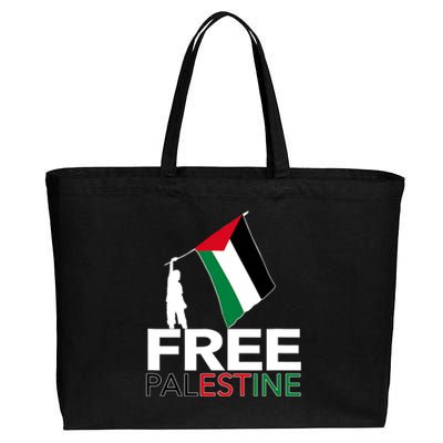 Boy Hold Palestine Flag I Love Free Palestine Gaza Cotton Canvas Jumbo Tote