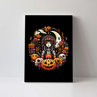 Boho Halloween Pumpkin Skulls Moon Stylish Spooky Casual Fun Canvas