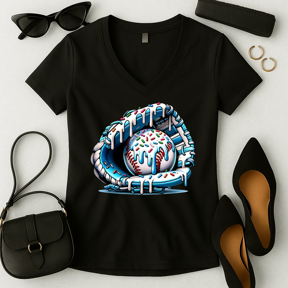 Baseball Home Plate Drip Boys Baseball Bat, Baseball Drip  Women's V-Neck T-Shirt