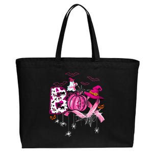 Boo Halloween Pumpkin Pink Ribbon Witch Breast Cancer Cotton Canvas Jumbo Tote