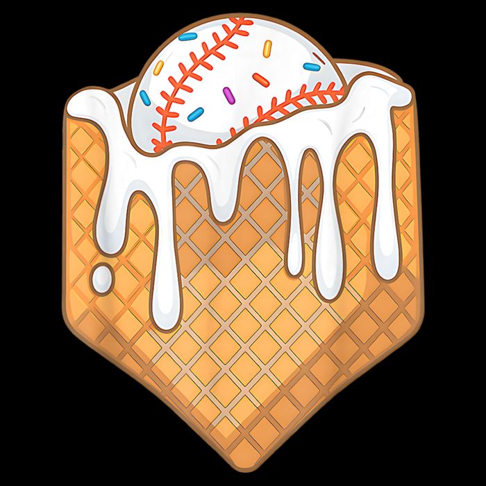 Baseball Home Plate Drip Ice Cream Spinkle Baseball Home Plate Ice Cream Drip Fun Sports Lover T-Shirt