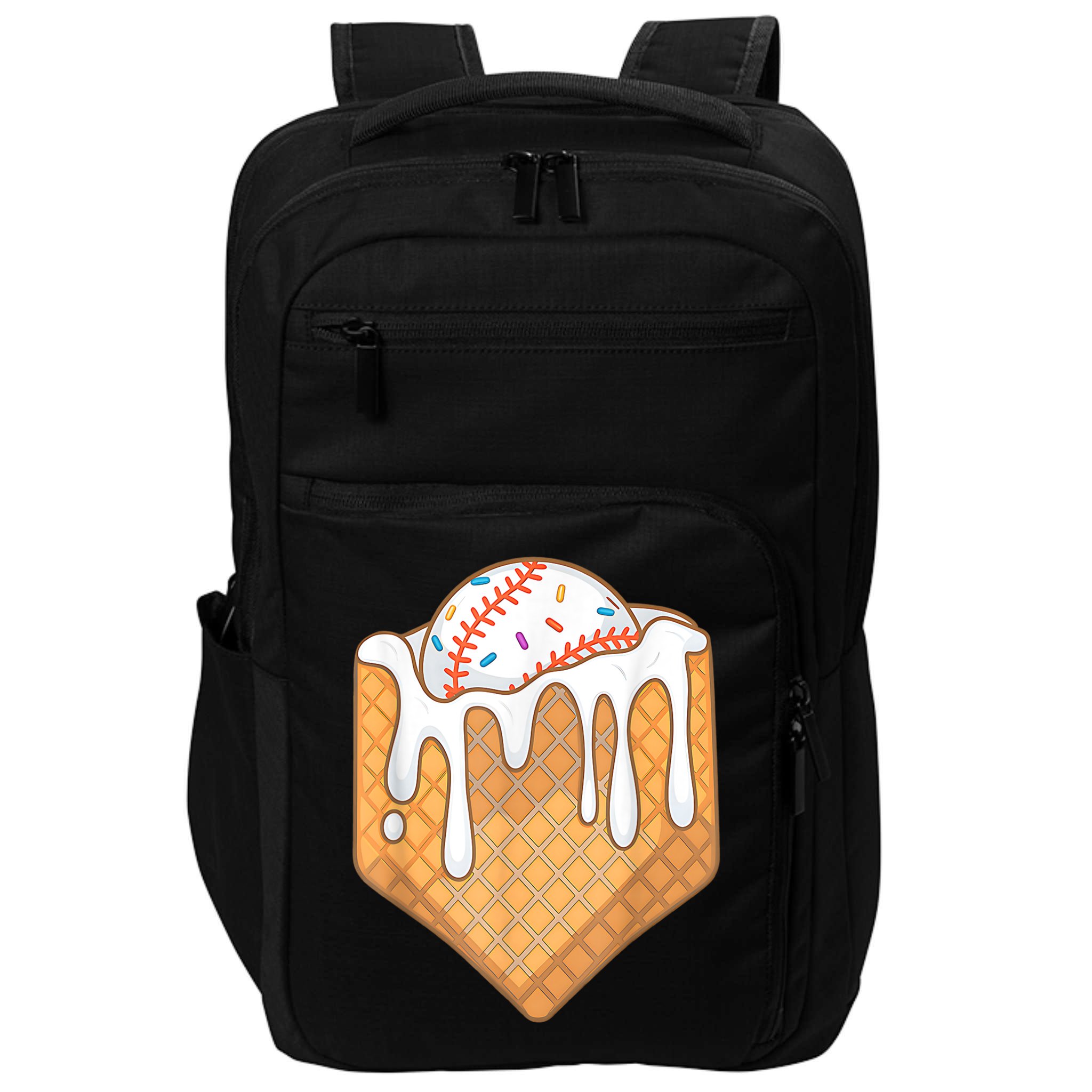 Baseball Home Plate Drip Ice Cream Spinkle Baseball Home Plate Ice Cream Drip Fun Sports Lover Impact Tech Backpack