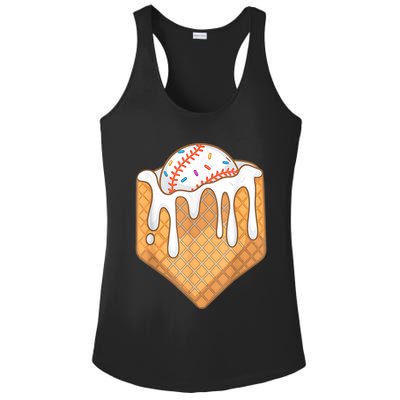 Baseball Home Plate Drip Ice Cream Spinkle Baseball Home Plate Ice Cream Drip Fun Sports Lover Ladies PosiCharge Competitor Racerback Tank