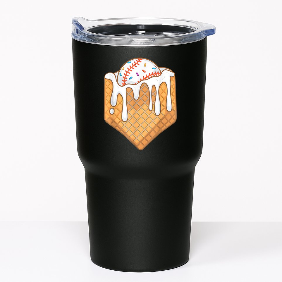 Baseball Home Plate Drip Ice Cream Spinkle Baseball Home Plate Ice Cream Drip Fun Sports Lover Tumbler