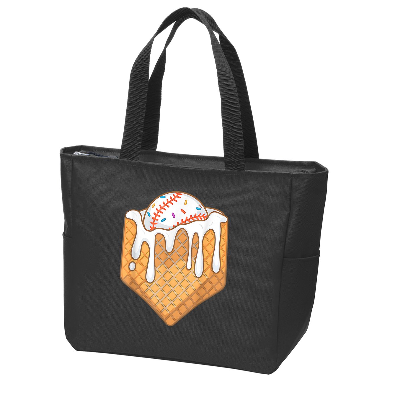 Baseball Home Plate Drip Ice Cream Spinkle Baseball Home Plate Ice Cream Drip Fun Sports Lover Zip Tote Bag