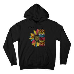 Biden Harris Peace Love Equality Hope Diversity Tall Hoodie