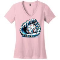 Baseball Home Plate Drip  Women's V-Neck T-Shirt