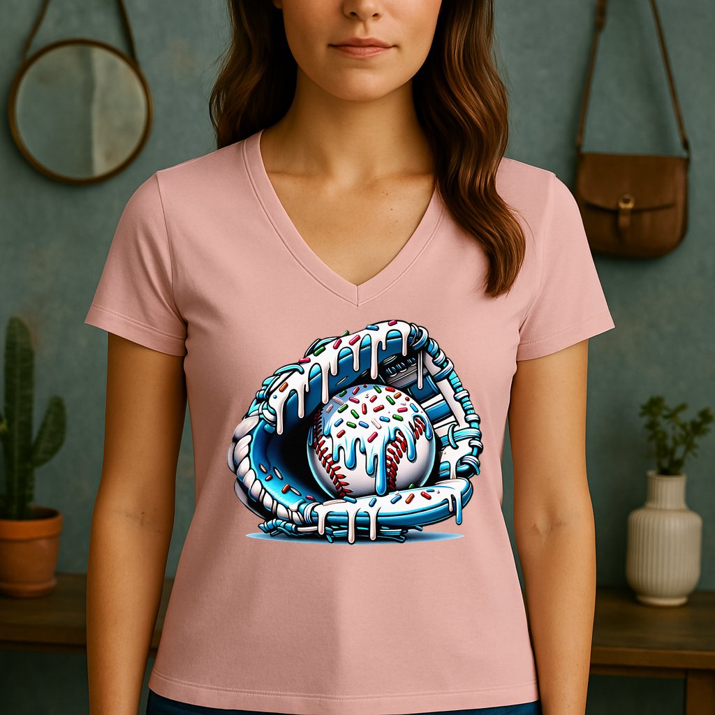 Baseball Home Plate Drip  Women's V-Neck T-Shirt