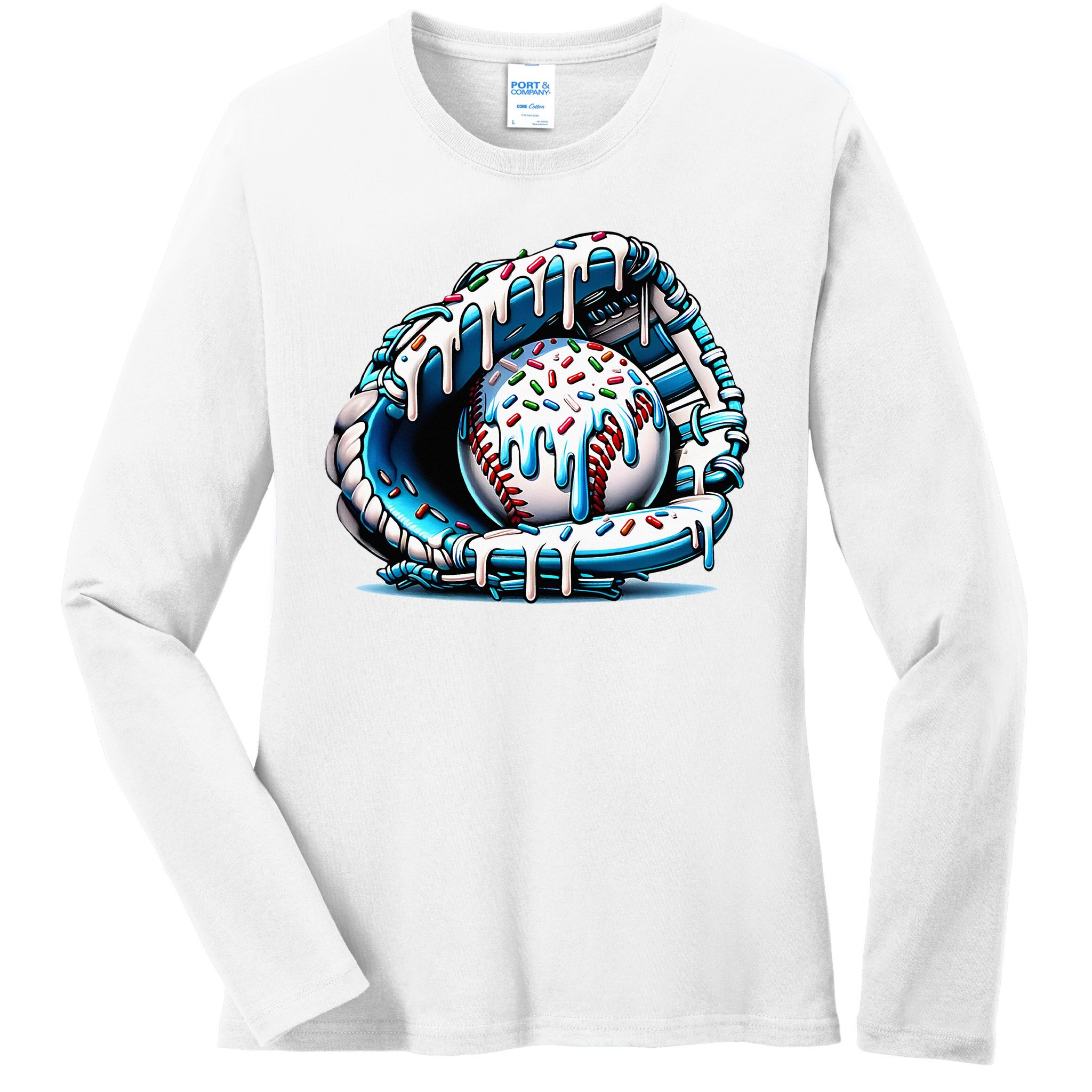Baseball Home Plate Drip  Ladies Long Sleeve Shirt
