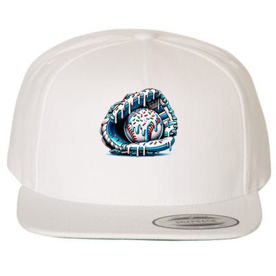 Baseball Home Plate Drip  Wool Snapback Cap