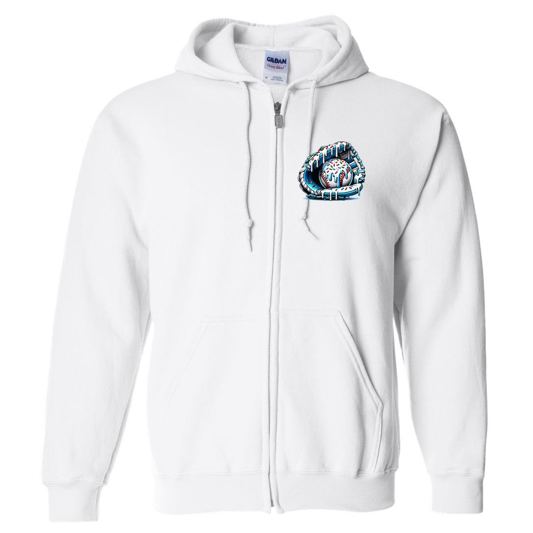 Baseball Home Plate Drip  Full Zip Hoodie