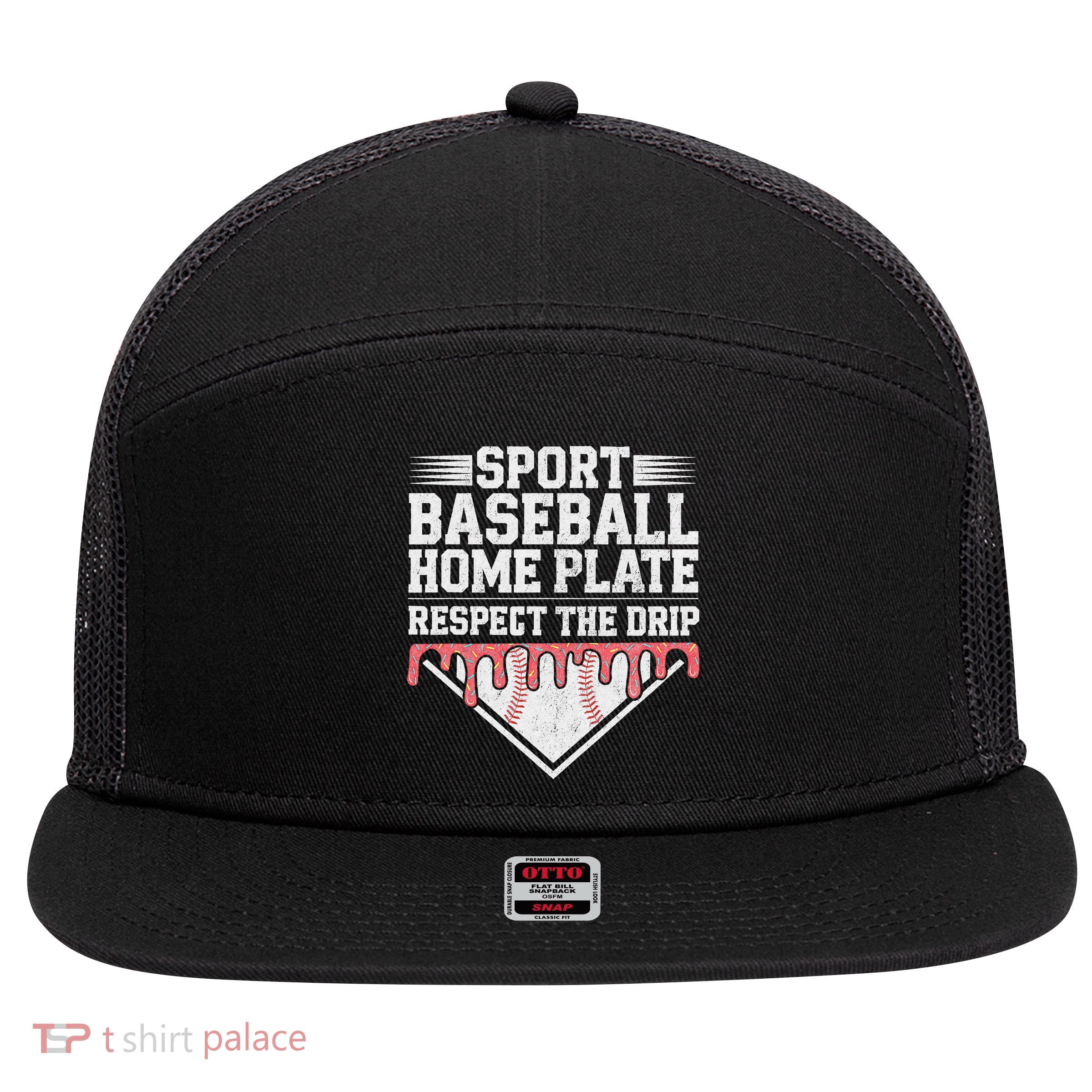 Baseball Home Plate Drip For Respect The Drip Ice Cream 7 Panel Mesh Trucker Snapback Hat