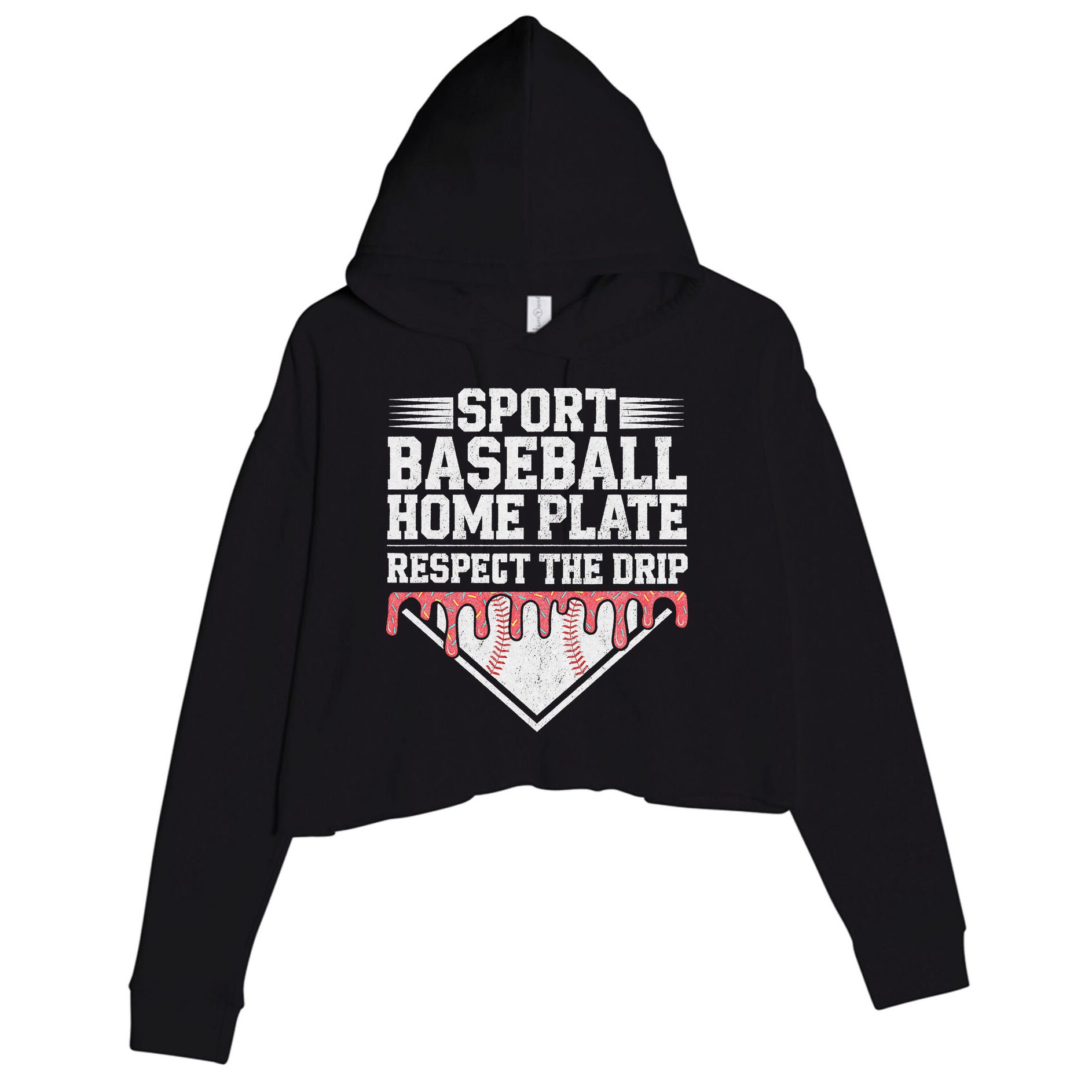 Baseball Home Plate Drip For Respect The Drip Ice Cream Crop Fleece Hoodie