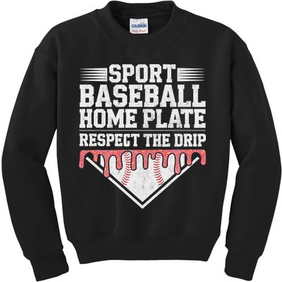 Baseball Home Plate Drip For Respect The Drip Ice Cream Kids Sweatshirt