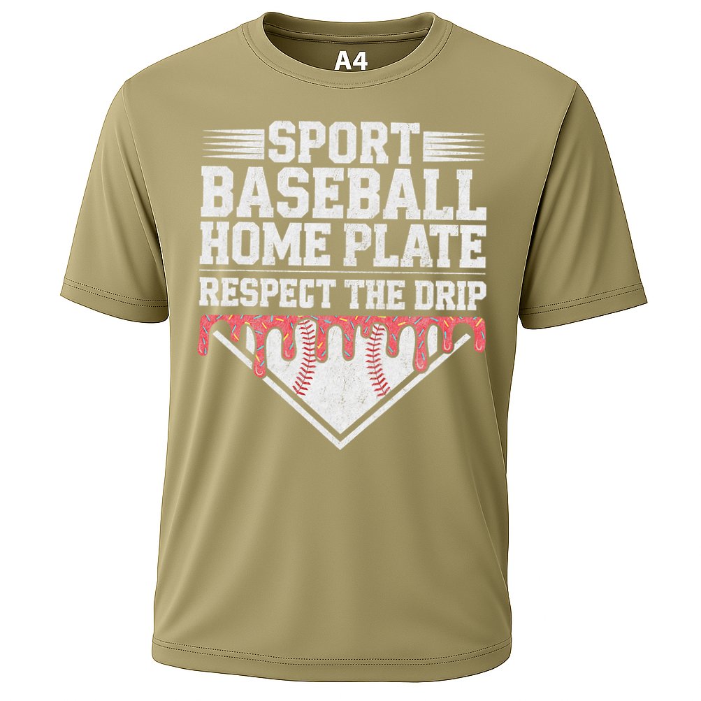Baseball Home Plate Drip For Respect The Drip Ice Cream Cooling Performance Crew T-Shirt