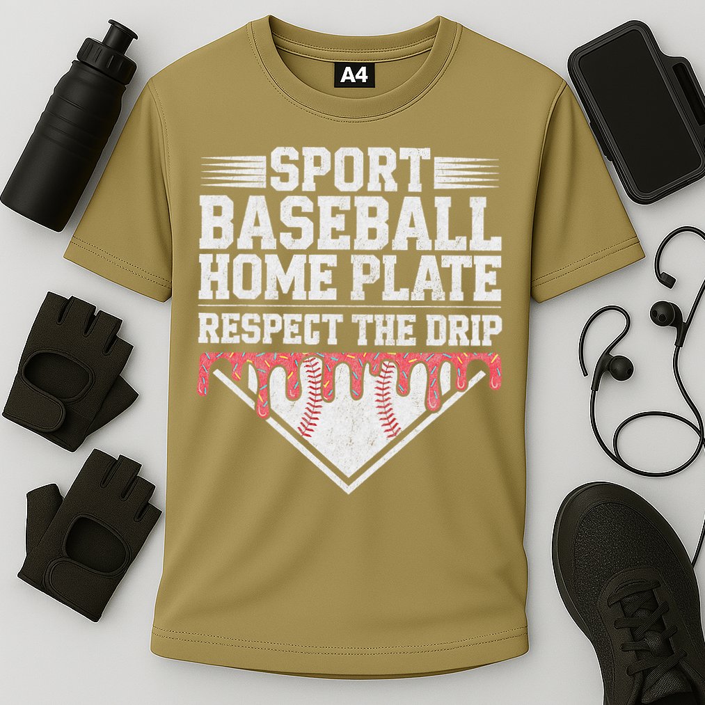 Baseball Home Plate Drip For Respect The Drip Ice Cream Cooling Performance Crew T-Shirt