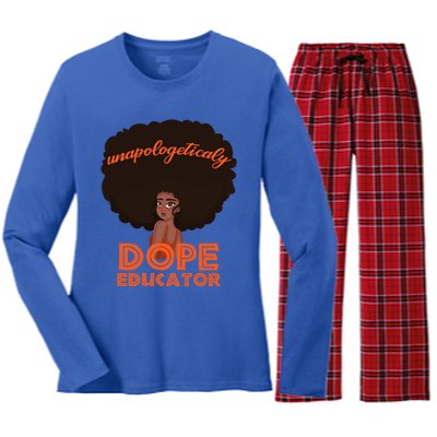 Black History Proud Black Unapologetically Dope Educator Gift Women's Long Sleeve Flannel Pajama Set 