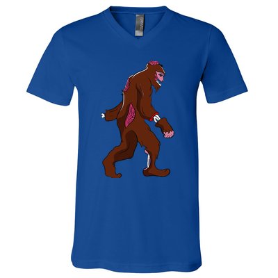 Bigfoot Halloween Pajamas Halloween Bigfoot Costume Gift Funny V-Neck T-Shirt