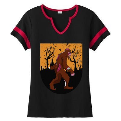 Bigfoot Halloween Pajamas Halloween Bigfoot Costume Gift Gift Ladies Halftime Notch Neck Tee