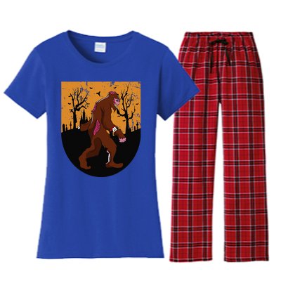 Bigfoot Halloween Pajamas Halloween Bigfoot Costume Gift Gift Women's Flannel Pajama Set