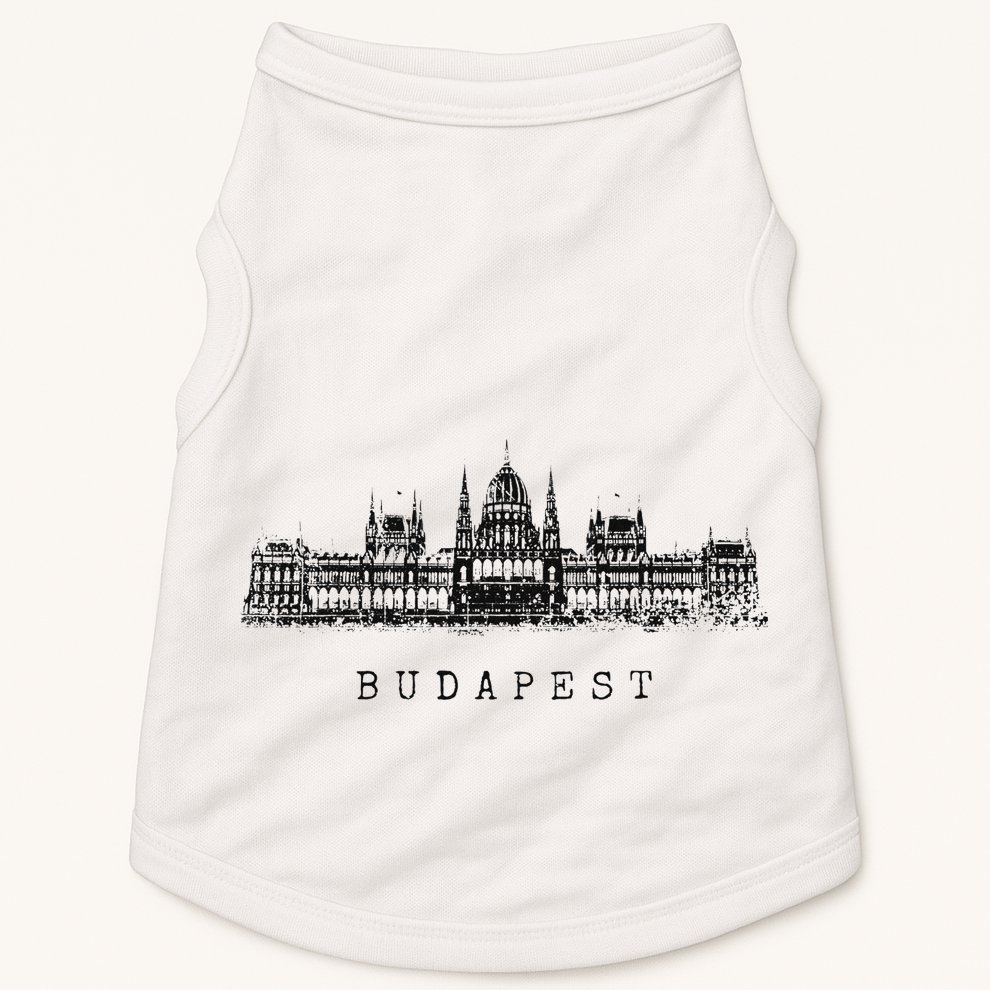 Budapest Hungarian Parliament Retro Skyline I Love Budapest Doggie Tank