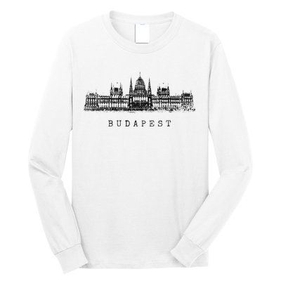 Budapest Hungarian Parliament Retro Skyline I Love Budapest Long Sleeve Shirt