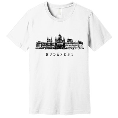 Budapest Hungarian Parliament Retro Skyline I Love Budapest Premium T-Shirt