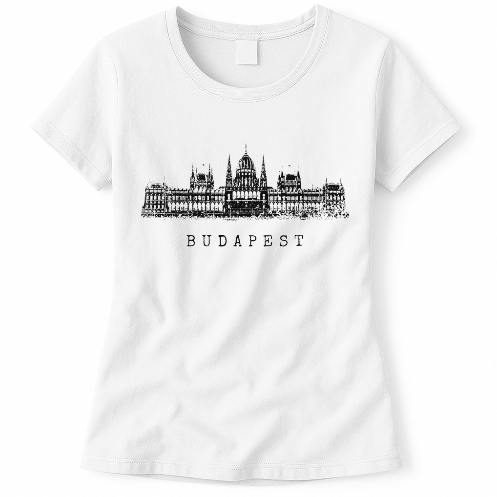 Budapest Hungarian Parliament Retro Skyline I Love Budapest Womens T-Shirt