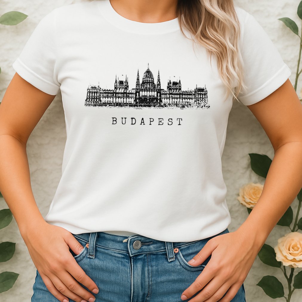 Budapest Hungarian Parliament Retro Skyline I Love Budapest Womens T-Shirt