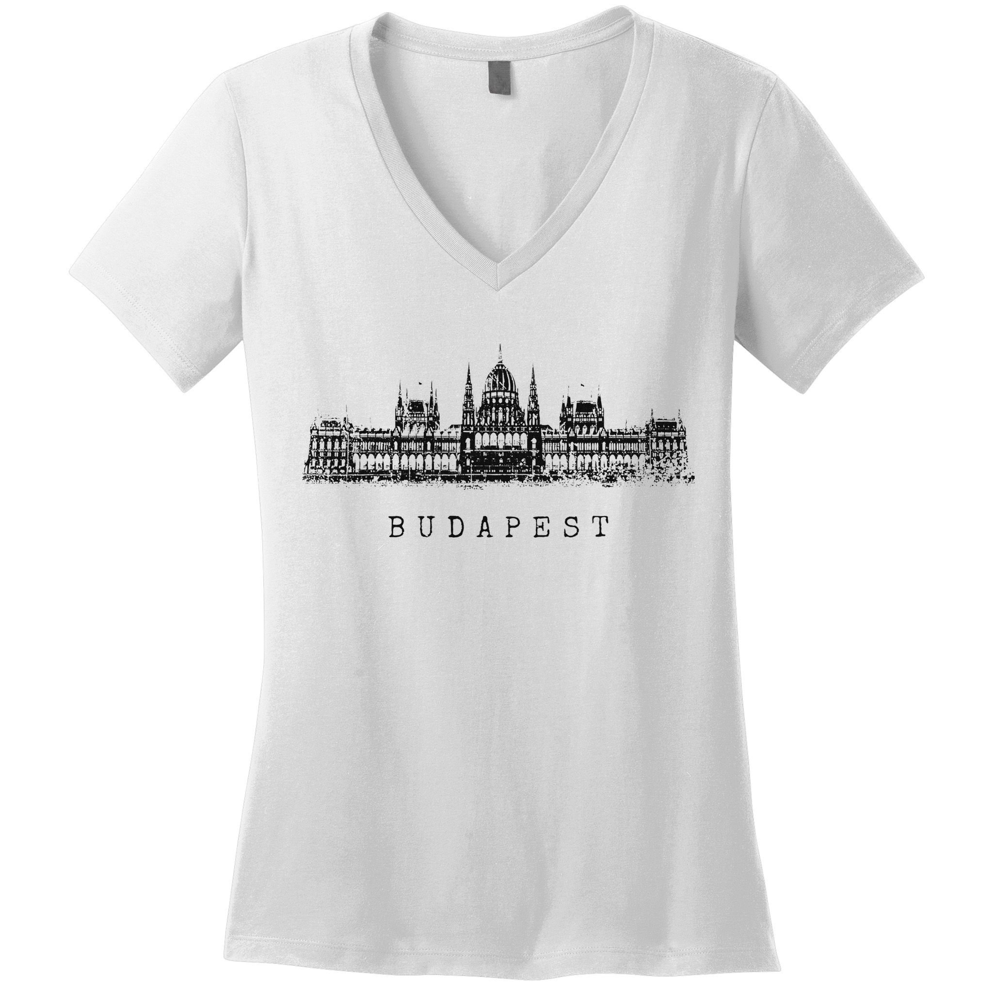 Budapest Hungarian Parliament Retro Skyline I Love Budapest Women's V-Neck T-Shirt