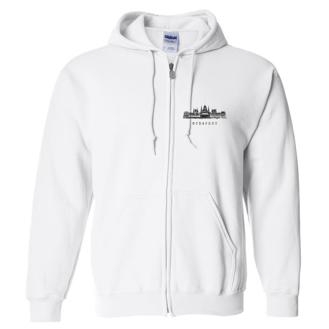 Budapest Hungarian Parliament Retro Skyline I Love Budapest Full Zip Hoodie