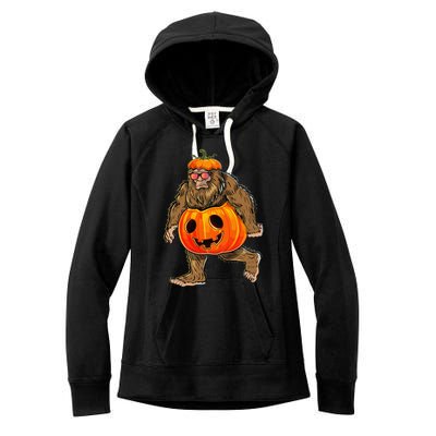 Bigfoot Halloween Pumpkin Halloween Bigfoot Gift Women's Fleece Hoodie