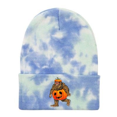 Bigfoot Halloween Pumpkin Halloween Bigfoot Gift Tie Dye 12in Knit Beanie