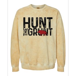 Boar Hog Pig Hunting Hunt The Grunt Funny Hog Hunter Colorblast Crewneck Sweatshirt