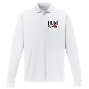 Boar Hog Pig Hunting Hunt The Grunt Funny Hog Hunter Performance Long Sleeve Polo