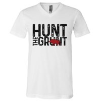 Boar Hog Pig Hunting Hunt The Grunt Funny Hog Hunter V-Neck T-Shirt