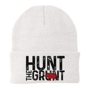 Boar Hog Pig Hunting Hunt The Grunt Funny Hog Hunter Knit Cap Winter Beanie