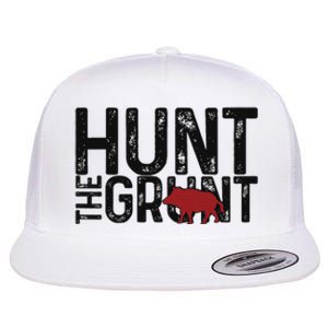 Boar Hog Pig Hunting Hunt The Grunt Funny Hog Hunter Flat Bill Trucker Hat