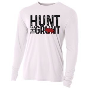 Boar Hog Pig Hunting Hunt The Grunt Funny Hog Hunter Cooling Performance Long Sleeve Crew