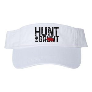 Boar Hog Pig Hunting Hunt The Grunt Funny Hog Hunter Valucap Bio-Washed Visor