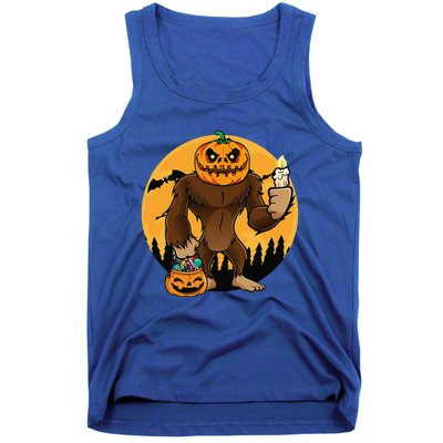 Bigfoot Halloween Pumpkin Head Sasquatch Candy Bucket Gift Tank Top