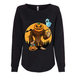 Bigfoot Halloween Pumpkin Head Sasquatch Candy Bucket Womens California Wash Sweatshirt