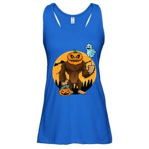 Bigfoot Halloween Pumpkin Head Sasquatch Candy Bucket Ladies Essential Flowy Tank