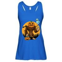 Bigfoot Halloween Pumpkin Head Sasquatch Candy Bucket Ladies Essential Flowy Tank