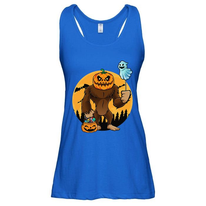 Bigfoot Halloween Pumpkin Head Sasquatch Candy Bucket Ladies Essential Flowy Tank