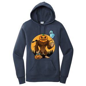 Bigfoot Halloween Pumpkin Head Sasquatch Candy Bucket Women's Pullover Hoodie